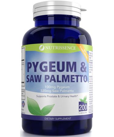 Nutrissence Pygeum and Saw Palmetto 200 Capsules - 100mg Pygeum & 320mg Saw Palmetto - Men s Health - Prostate & Urinary Health Supplement