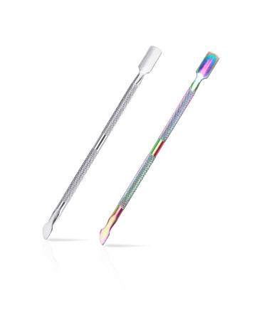 FULINJOY 2PCS Cuticle Pusher and Cutter, Stainless Steel Dual Head Cutter and Trimmer Manicure and Pedicure Tool for Fingernails and Toenails - Buy Online on GoSupps.com