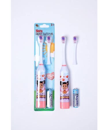 Our Reflections Kids Battery Powered  2 Toothbrush Heads  Soft Bristles  Ages 3 and up. Diversity Girl Nora  Boy John (Nora Electric Toothbrush  Pink)