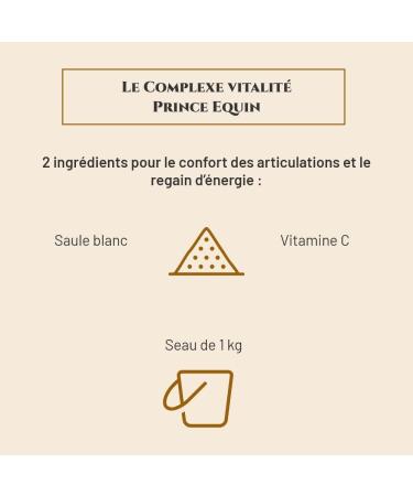 PRINCE EQUIN - VITALITY COMPLEX - Horse nutritional supplement - Bucket 1 kg - White willow vitamin C - Energy boost - Fitness - Joint comfort - French brand - Buy Online on GoSupps.com