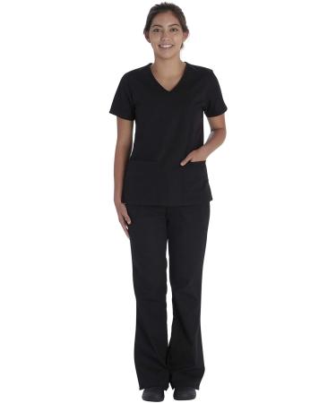 Vital Threads Womens Scrubs Set V-Neck Top & Drawstring Pant VT514C X-Large Black