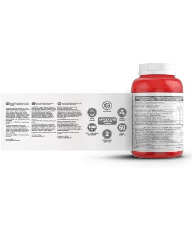 VITALDIN Apple Cider Vinegar Gummies 1000mg | 60 Chewable Gummies (1 Month Supply) - ACV Gummy with The Mother, Vitamin B12, Folic Acid - Superfood Detox - Vegan & Gluten Free - Buy Online on GoSupps.com