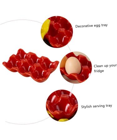 Angoily 1pc Egg Tray Egg Keeper Storage Reusable Egg Cartons Cup Holder Tray Decorations Ceramics - Buy Online on GoSupps.com