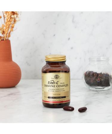 Solgar Ester-C Plus Immune Complex - Immune Defenses Complete Immune System-Specific Formula - Immunity Vitamins Zinc Magnesium - Food Supplement - Bottle of 60 Capsules - Buy Online on GoSupps.com