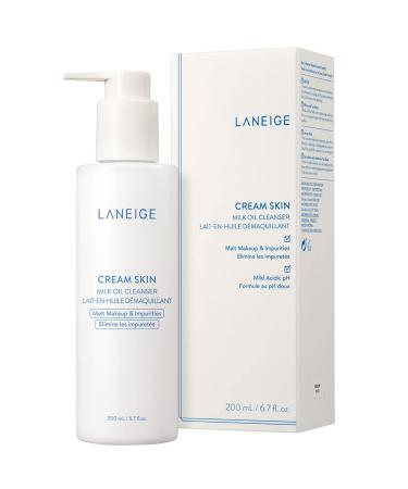 LANEIGE Cream Skin Milk Oil Cleanser - Soothe, Purify, & Melt Away SPF & Makeup - 6.7 fl. oz - Buy Online on GoSupps.com