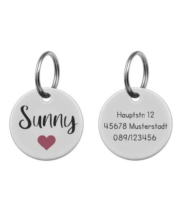 Kultdog Dog brand around stainless steel or 24k gold - address trailer in 2 sizes - animal mark for dogs and cats including key ring - silver standard standard ( 30mm) silver