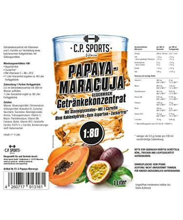 Buy C.P.Sports Sugar-Free Beverage Syrup - Papaya-Maracuja 1L | Mineral & Vitamin Drink Concentrate for Sports | International Shipping - Buy Online on GoSupps.com