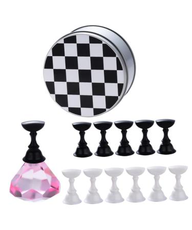 Beatifufu 1set Manicure Practice Base Magnetic Mount Nail Art Holder Retro DIY Nail Tip Stand Nail Art Practice Holder Magnetic Holder Nail Beauty Stand Magnetic Nail Manicure Tool Metal 9.2x4.8cm Assorted Color