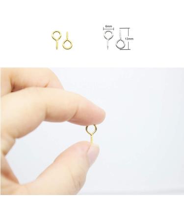 HUIHUIBAO 200pc Mini Metal Screw Eye Pins Hooks for Jewelry Making - 6x13mm (Gold/Silver) - DIY Crafts Findings - Buy Online on GoSupps.com