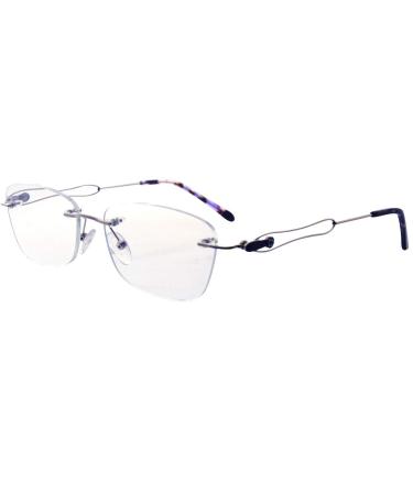 Eyekepper Rimless Blue Light Filtering Computer Glasses - Ladies Stylish Eyeglasses - UV420 Protection Anti Eye Strain Tired Eye Relief Readers Women - Gold Frame with Purple Temple Tips without strength Purple Tips