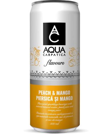 AQUA Carpatica Sparkling Mango & Peach 330ml x 4 - Natural Fruit Juice Infused Sparkling Water - Buy Online on GoSupps.com