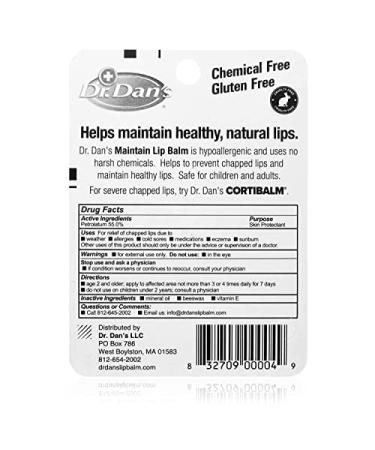 Dr. Dan's Maintain Lip Balm - Vitamin E Beeswax Perfect for Cortibalm Aftercare Moisturizes Dry Lips Soft & Smooth Finish - 1 Pack - Buy Online on GoSupps.com