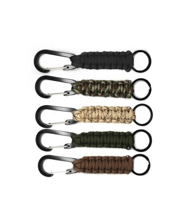 LATRAT 5pcs Keychain with Snap Hook Braided Strap for Keys Outdoor Camping Hiking (5 Colors) Mix 1