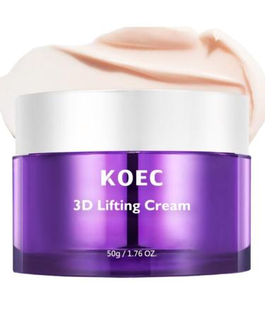 KOEC 3D Lifting Cream Anti-Aging Night Cream for Tightening and Firming Neck & Face Wrinkle Cream for Women with Peptide Complex & Probiotics Natural & Organic 1.76 Oz