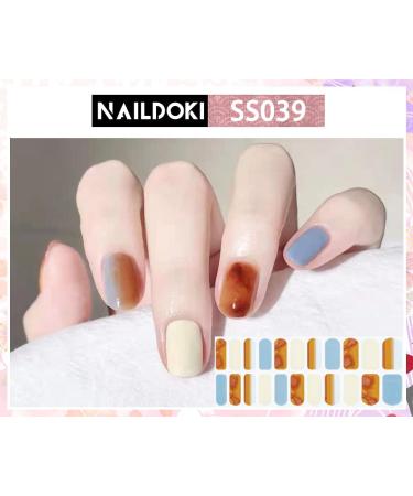 NAILDOKI Nail Stickers - 6 Sheets, 132 Pieces Full Wraps & Strips for Women & Girls | Self-Adhesive Gel Nail Art Decals - Buy Online on GoSupps.com