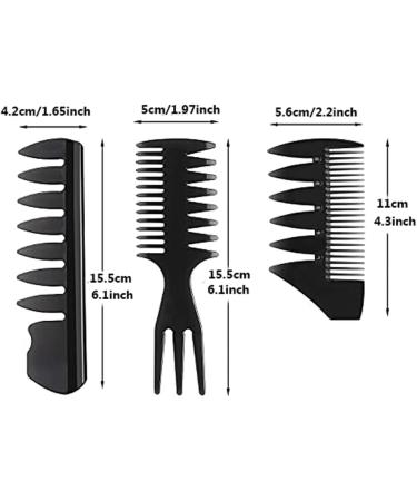 3-Piece Men's Styling Comb Set - Black Pompadour, Wide Tooth, and Streaker Comb for Wet, Curly, Thick, and Oily Hair - Buy Online on GoSupps.com