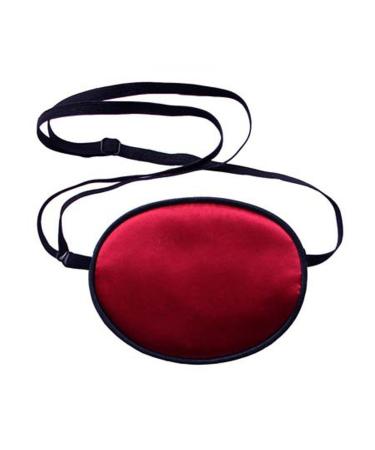 HugeDE Soft Comfortable Silk Pirate Eye Patch for Adults Lazy Eye Amblyopia Strabismus Deep Red