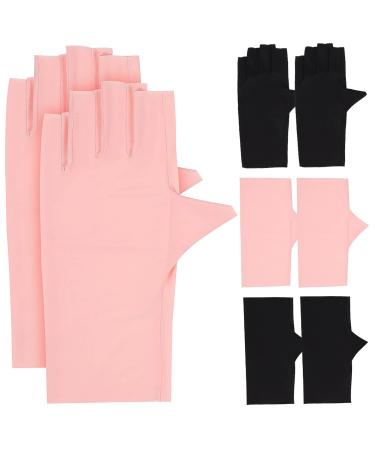 POPETPOP 4 Pairs Nail Gloves Manicure Gloves Protection Anti Uv Gloves Uv Rays Gloves Anti Fingerless Gloves Black Fingerless Gloves Women Nail Art Gloves Nylon Outdoor