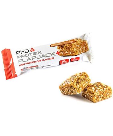 PhD Nutrition Protein Flapjack+ | Peanut Butter | High Protein Low Sugar Snack | 19g Protein 270 Calories | Complex Carbs & Vitamin E | 12 Bars - Buy Online on GoSupps.com