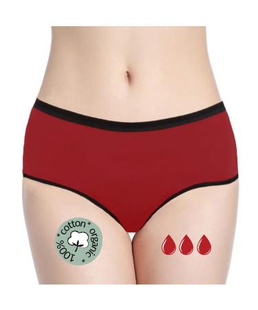 Noblood period underwear 2-3 tampons - washable - cotton - ecologically - menstruation - underwear for the period - periode briefs - absorbing - girls - XXS / 3XL Red -Mohina L