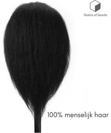 Desire of Goods Afro Training Head - Real Dark Brown Hair - 40 cm Hairdressing Mannequin with Stand - International Shipping Available - Buy Online on GoSupps.com