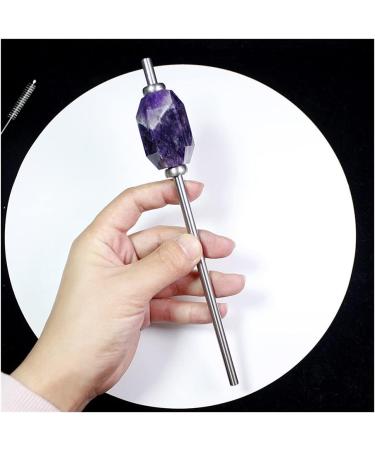 Natural Crystal Rough Healing Mineral Stone Eco-Friendly Collapsible Dream Amethyst Drink Straw Purplecrystal Reusable Stainless Steel Straw with Brush Chakra Balance Gemstone Decoration - Buy Online on GoSupps.com