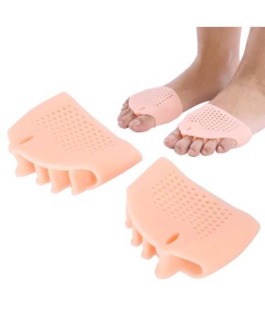1 Pair Toe Separators to Correct Bunion Silicone Bunion Straightener Hallux Valgus Corrector Toe Protector Foot Care Pain Relief (Skin Color)
