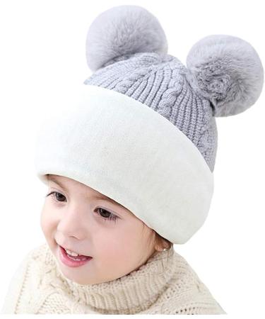 Crazy Bean Kids 3-in-1 Winter Windproof Hat and Scarf Set - Toddler Knitted Beanie - Grey - Buy Online on GoSupps.com