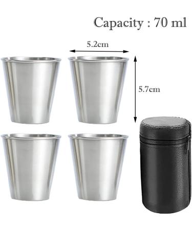 Stillwen Stainless Steel Schnapps Cups - 4 Pack 304 Metal Schnapps Glasses with Stackable Design & Leather Bag for Camping Hiking & Picnics (70ml) - Buy Online on GoSupps.com