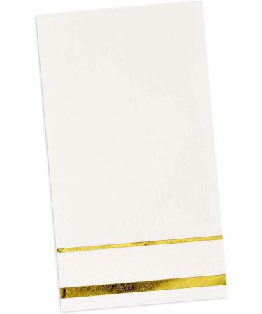 Gold Trim Guest Napkins - Elegant Disposable Paper Hand Towels for Weddings & Parties - Buy Online on GoSupps.com