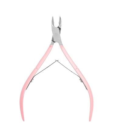 Wohlstand Cuticle Forceps Carbon Steel Tweezers For Cuticles Single Spring 6 mm Tip Pink