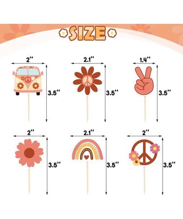 Keaziu 24 Pack Hippie Theme Cupcake Toppers Peace Sign Hand Cupcake Picks 60s Theme Flower Boho Rainbow Birthday Party Supplies Red - Buy Online on GoSupps.com