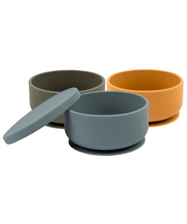 Tiny Dining - Baby Silicone Suction Bowl Set with Lids - Multicolour - 3pc