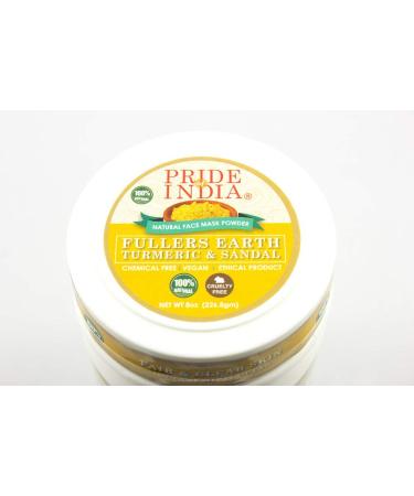 Pride Of India Fuller's Earth Indian Clay Healing Face Mask Powder with Turmeric & Sandalwood - 100% Natural Half Pound Jar - Buy Online on GoSupps.com