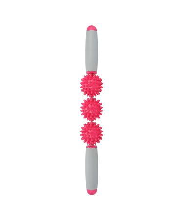 Verdant Touch Massage Roller Muscle Massage Roller Yoga Stick 3 Balls Body Massage Relaxation Tool Rose Red