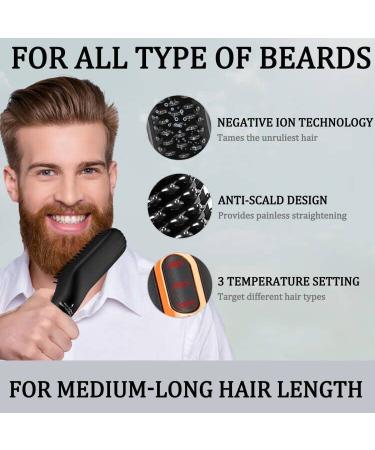 3-in-1 Beard Straightener Kit with Balm, Oil, Comb, E-Book - Patented Design for Men & Women | Unique Stocking Stuffer Gift - Buy Online on GoSupps.com