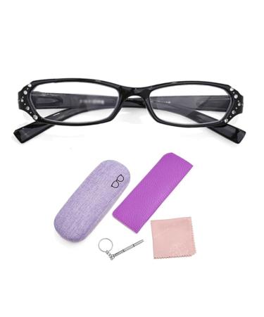 TBHOME Women Blue Light Blocking Reading Glasses trendy rhinestone spring hinge -computer reader safe and durable/black/2 2 black