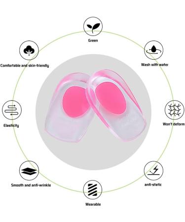 Gel Heel Cups for Plantar Fasciitis & Heel Spur Pain Relief - 2 Pairs Silicone Heel Cup Pads with Achilles Support - Pink/Medium - Buy Online on GoSupps.com