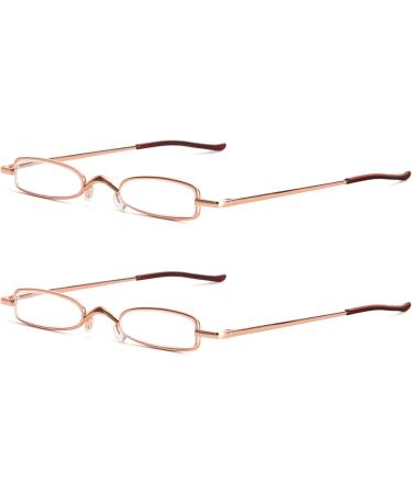 REAVEE Slim Pocket Reading Glasses - 2 Pack Spring Hinge Metal Frame Portable Readers with Pen Clip Case +1.0 - Ideal for Men & Women - Buy Online on GoSupps.com