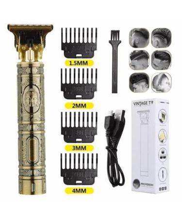 T9 Trimmer Professional Hair Clippers Standard Electric 4pcs Stainless Steel USB Charging Cable vintage clipper Black/Gold