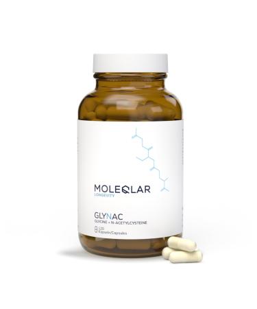 MoleQlar GlyNAC 120 Capsules 600 mg Glycine and 600 mg NAC (N-Acetylcysteine) Per Serving Glutathione Precursor Complex Vegan and Gluten Free Certified in Germany