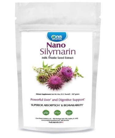 One Planet Nutrition Nano Silymarin Powder 8 oz (227 Servings) - Nano-Particle Size Milk Thistle Seed Extract - Supports Overall Wellness - Non-GMO Vegan Gluten Free