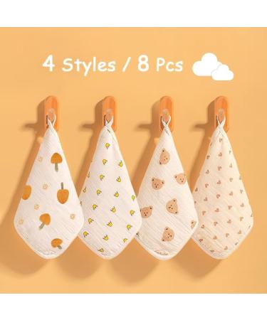 Buy CAIERY 8PCS Baby Musselin Wash Cloths | Soft Cotton Bath Towels & Multi-Purpose Wipes for Newborns - 30cm x 30cm - Buy Online on GoSupps.com