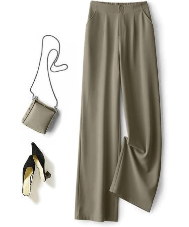 DAZLOR Women's High Waist Wide Leg Palazzo Pants - Khaki, Medium - Buy Online on GoSupps.com