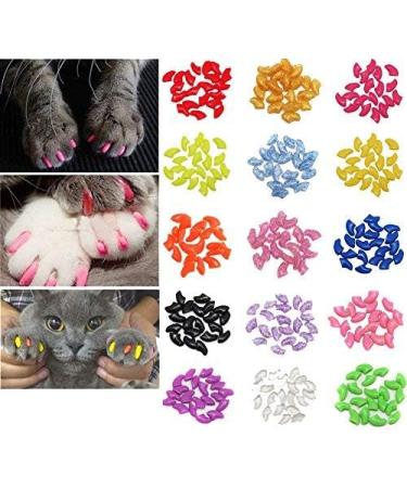 JOYJULY 100pcs Cat Nail Caps Pet Cat Claw Kitty Caps Control Soft Paws of 5 Different Colorful Nail Covers for Cats+ 5 Adhesive Glue+3 Applicator with Instruction Small S - Buy Online on GoSupps.com