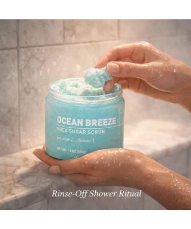 Ocean Breeze Shea Sugar Body Scrub 18 oz Jar Gentle Exfoliating Polish with Shea Butter Rinses Clean For Smooth-Looking Skin Bath & Shower All Skin Types - Buy Online on GoSupps.com