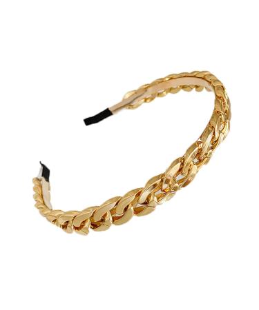 Multicolor Vintage Resin Twisted Link Chain Hairband Thick Chunky Paperclip Chain Metal Resin Hair Hoop Head Band for Women Girl Delicate Headwear Accessories-A gold