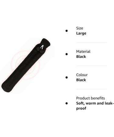 2L Natural Rubber Long Hot Water Bottle with Fluffy Cover - Heat Therapy & Neck Wrap, Personalized for Children, Men, Women - Black - Buy Online on GoSupps.com