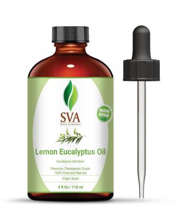 SVA Lemon Eucalyptus Essential Oil 4 Oz - 100% Pure, Natural, Premium Therapeutic Grade Eucalyptus Citriodora, Perfect for Radiant Skin, Healthy Hair, Soaps, Candles, Aromatherapy, Diffuser.