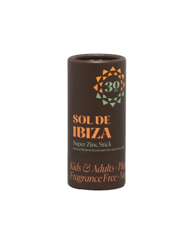Sol de Ibiza Sol De Ibiza Plastic Free Stick Mineral Sun Protector SPF30 Face and Body Natural Ingredients Zinc Oxide Non Nano Sensitive Areas Vegan Soft Texture Mountain Sports
